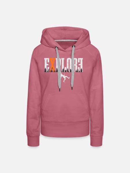 Klettern - Erkunden - Frauen Premium Bio Hoodie - Malve