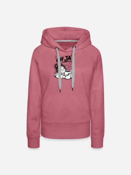 Kaffee Oh Ja Cartoon - Frauen Premium Bio Hoodie - Malve