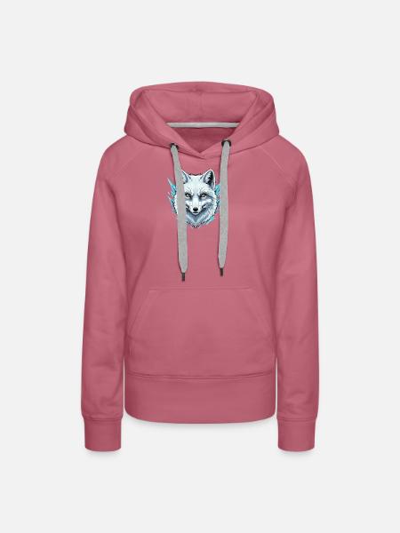 Eiswolfkopf mit Frostakzenten - Frauen Premium Bio Hoodie - Malve