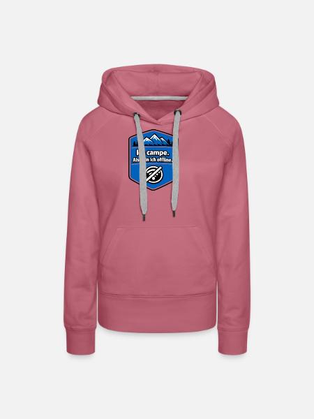 Camping - ich bin offline - Frauen Premium Bio Hoodie - Malve