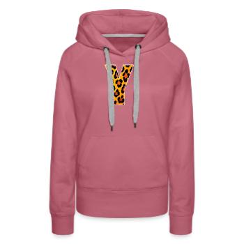 Imprimé en Y Léopard - Sweat à capuche Premium bio Femme - mauve - Devant - Isabella (175cm)