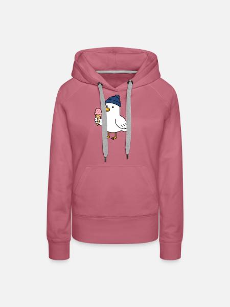 Möwe mit Mütze und Eis - Frauen Premium Bio Hoodie - Malve