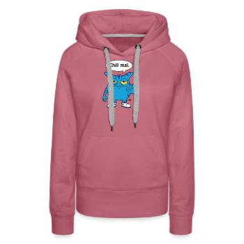 Chill mal - Zooki Monster lustiger Spruch - Frauen Premium Bio Hoodie - Malve - Vorne - Isabella (175cm)