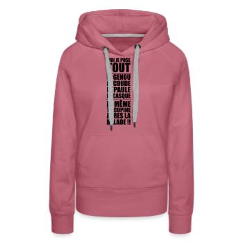 MOI JE POSE TOUT - Sweat à capuche Premium bio Femme - mauve - Devant - Isabella (175cm)