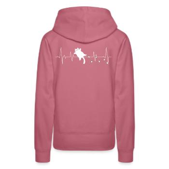 Katze Herzschlag - Frauen Premium Bio Hoodie - Malve - Hinten - Isabella (175cm)