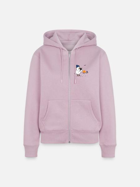 Möwe mit Kamera am Sonnenuntergang - Frauen Premium Bio Zip Hoodie - Altrosa