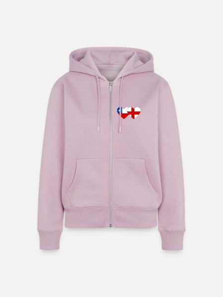 Chile England Flagge Herz  - Frauen Premium Bio Zip Hoodie - Altrosa