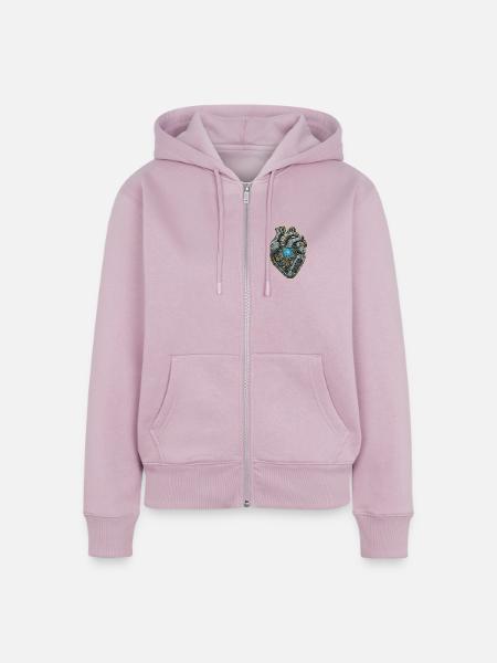 Mechanisches Herz mit Zahnrädern - Frauen Premium Bio Zip Hoodie - Altrosa