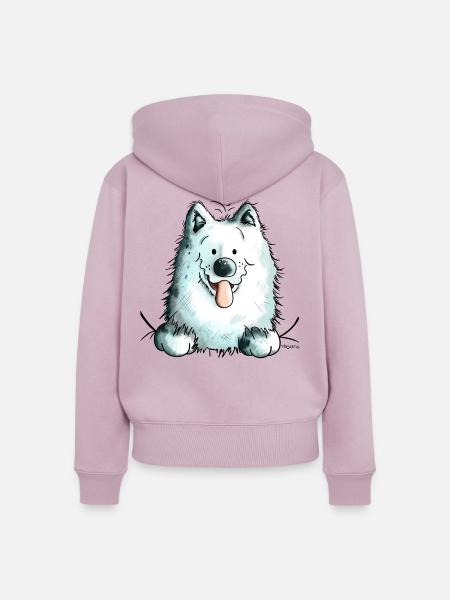 Neugieriger Samojede - Frauen Premium Bio Zip Hoodie - Altrosa