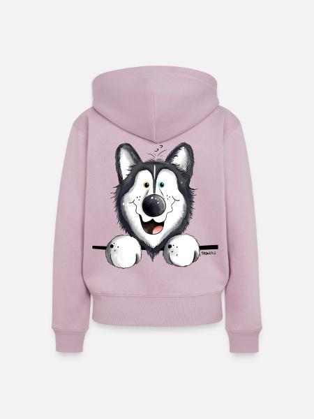 Neugieriger Husky - Frauen Premium Bio Zip Hoodie - Altrosa