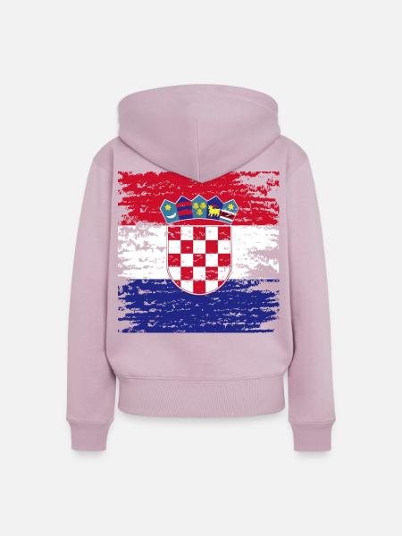 Authentisches kroatisches Flaggenwappen - Frauen Premium Bio Zip Hoodie - Altrosa