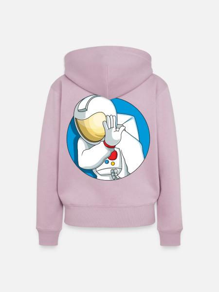 Schüchterner Astronaut - Frauen Premium Bio Zip Hoodie - Altrosa