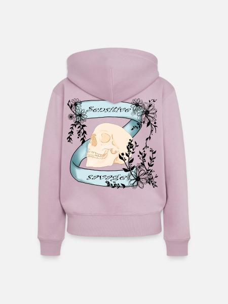 Sensitive & Savage - Frauen Premium Bio Zip Hoodie - Altrosa