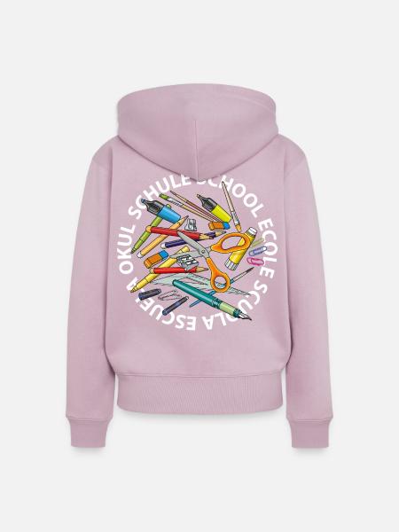 Schule in diversen Sprachen - Frauen Premium Bio Zip Hoodie - Altrosa
