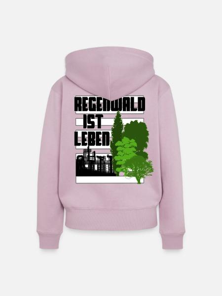 Regenwald ist Leben - Frauen Premium Bio Zip Hoodie - Altrosa