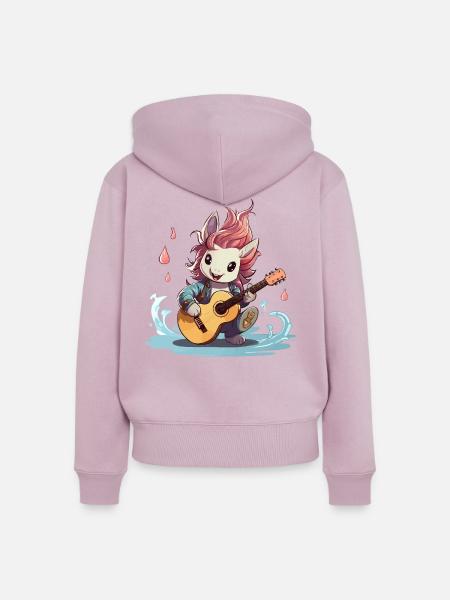 Funkelnder Hase mit Gitarre - Frauen Premium Bio Zip Hoodie - Altrosa