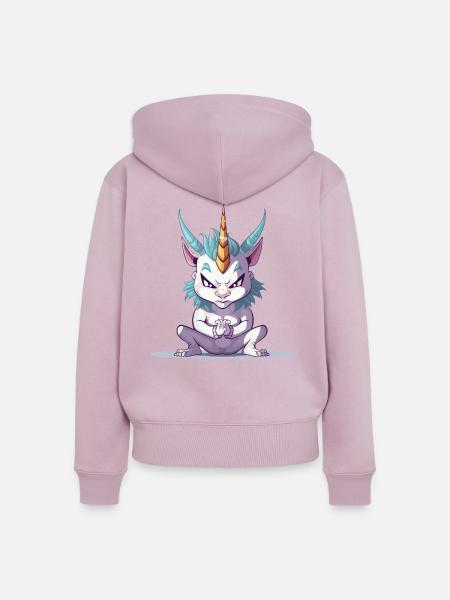 WütendesEinhorn - Frauen Premium Bio Zip Hoodie - Altrosa