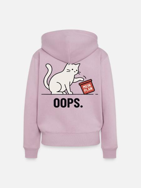 Mein Plan… Oops – Lustige Katze - Frauen Premium Bio Zip Hoodie - Altrosa