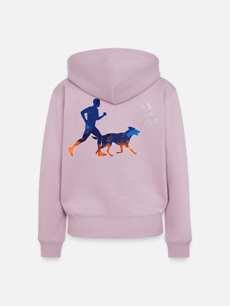 Canicross Läufer Und Hund Team - Frauen Premium Bio Zip Hoodie - Altrosa