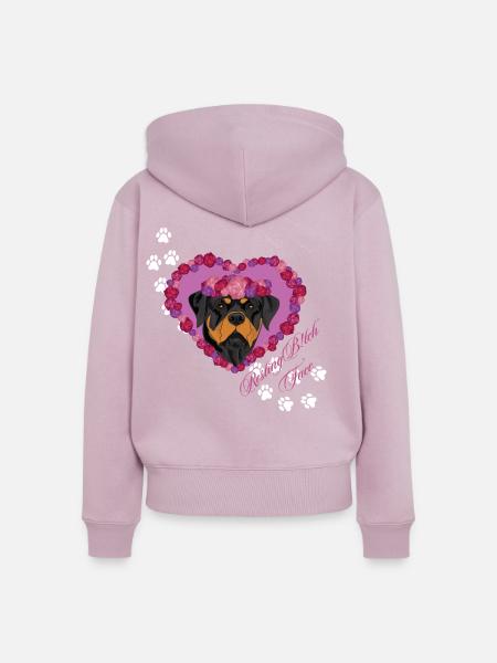 Ruhender Rottweiler mit Gesichtsgesicht - Frauen Premium Bio Zip Hoodie - Altrosa