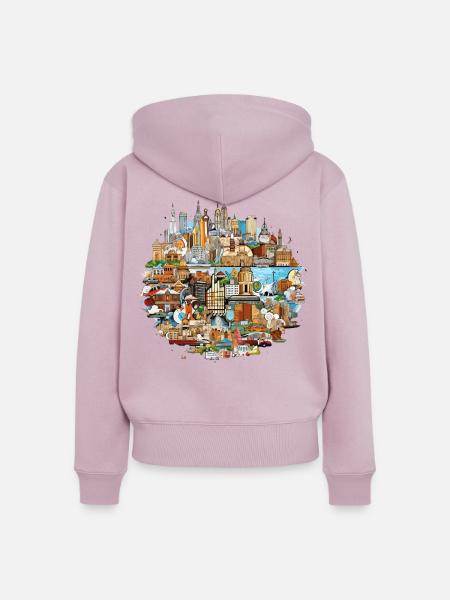 Stadtpanorama Kaleidoskop - Frauen Premium Bio Zip Hoodie - Altrosa