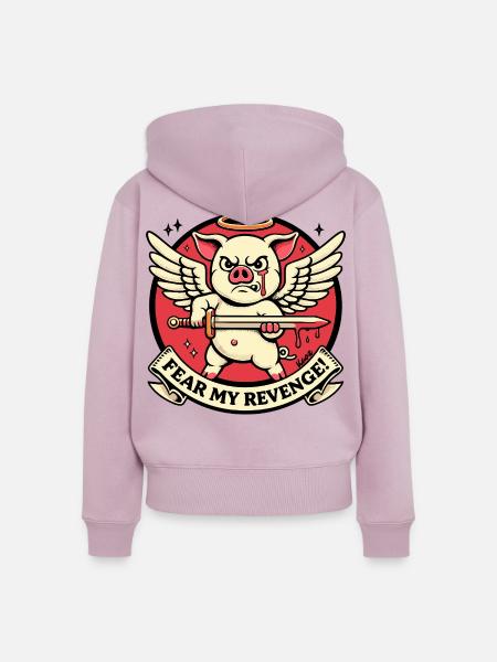 Geflügeltes Schwein der Rache - Frauen Premium Bio Zip Hoodie - Altrosa