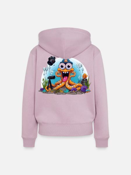 Tauchender Foto-Oktopus - Frauen Premium Bio Zip Hoodie - Altrosa