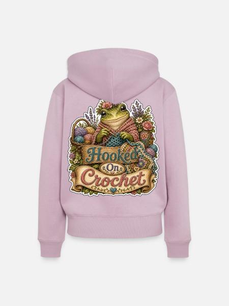 Hooked On Crochet Frosch - Frauen Premium Bio Zip Hoodie - Altrosa