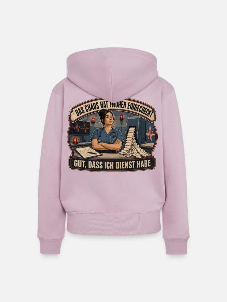 Das Chaos War Schon Da - Frauen Premium Bio Zip Hoodie - Altrosa