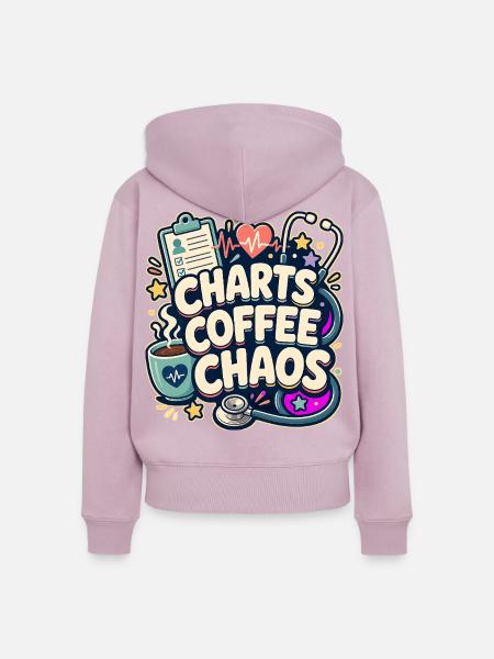 CHARTS COFFEE CHAOS Nickerchen - Frauen Premium Bio Zip Hoodie - Altrosa