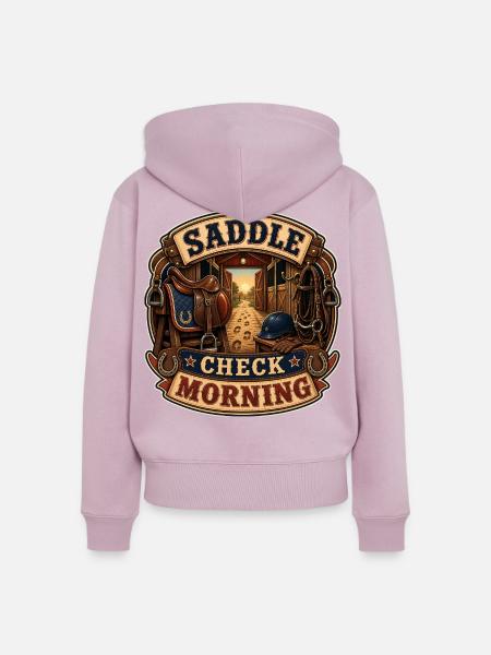 SADDLE CHECK MORNING - Frauen Premium Bio Zip Hoodie - Altrosa