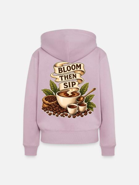 BLOOM THEN SIP - Frauen Premium Bio Zip Hoodie - Altrosa