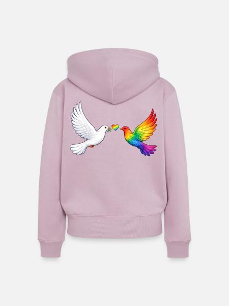 Friedenstaube Pride - Frauen Premium Bio Zip Hoodie - Altrosa