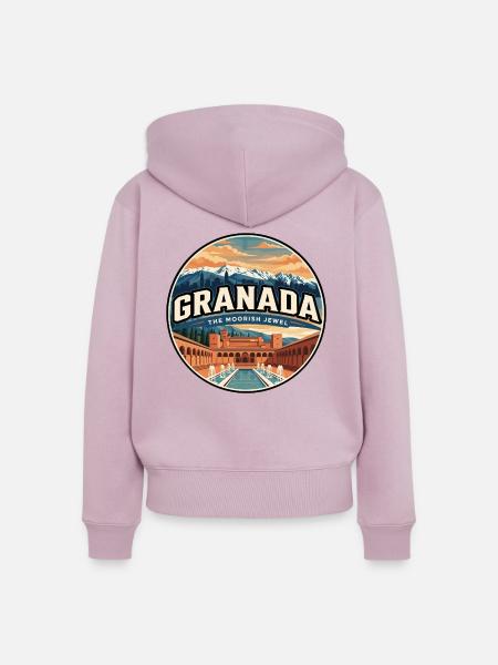 Retro-Granada Alhambra-Palastabzeichen - Frauen Premium Bio Zip Hoodie - Altrosa