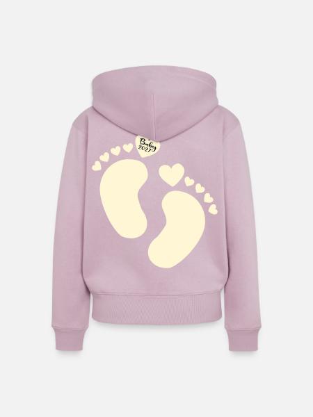 Geburt 2027 Babyfüße - Frauen Premium Bio Zip Hoodie - Altrosa