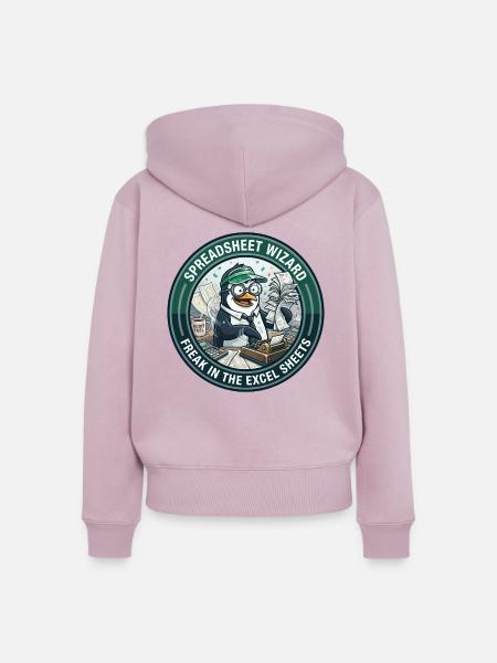 Lustiges Buchhalter-Pinguin-Tabellen-Zauberer-Abzeichen - Frauen Premium Bio Zip Hoodie - Altrosa