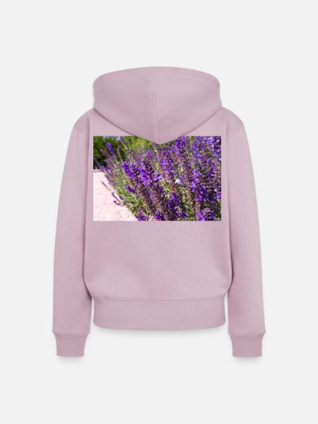 Vibrant Purple Salvia Flowers - Frauen Premium Bio Zip Hoodie - Altrosa