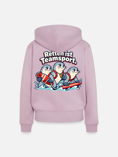 Rettungsschwimmer Lifeguard Wasserrettung Team - Frauen Premium Bio Zip Hoodie - Altrosa