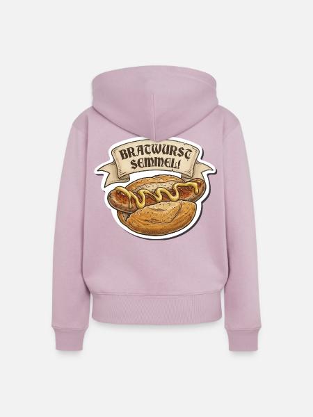 Bratwurst Semmel Emblem - Frauen Premium Bio Zip Hoodie - Altrosa