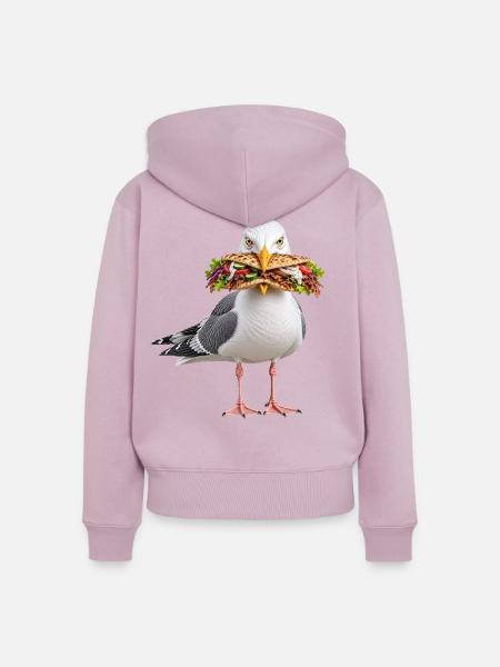 Silbermoewe-mit-Doener Möwe - Frauen Premium Bio Zip Hoodie - Altrosa