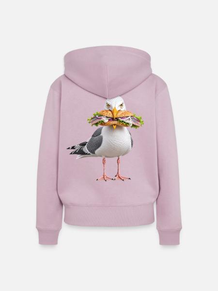 Silbermoewe-mit-Fischbroetchen Möwe - Frauen Premium Bio Zip Hoodie - Altrosa