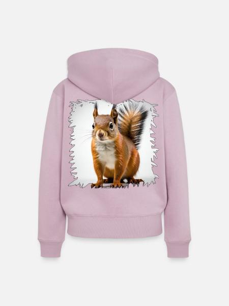Eichhörnchen Porträt Fransenrahmen - Frauen Premium Bio Zip Hoodie - Altrosa