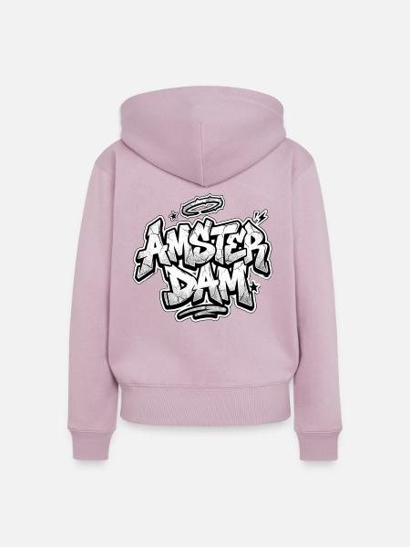 Amsterdam Graffiti - Frauen Premium Bio Zip Hoodie - Altrosa
