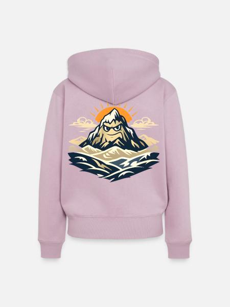 Wütender Berg bei Sonnenaufgang - Frauen Premium Bio Zip Hoodie - Altrosa