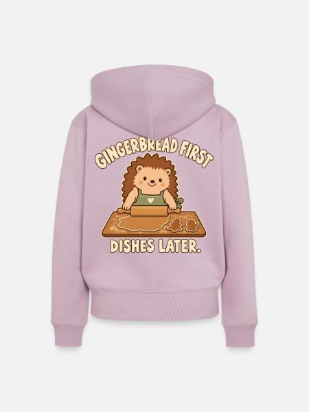 Igel beim Lebkuchenbacken - Frauen Premium Bio Zip Hoodie - Altrosa