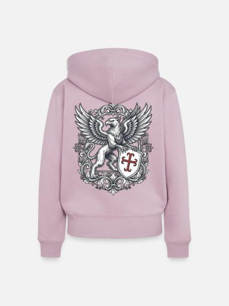 Wappen Greif Und Kreuz - Frauen Premium Bio Zip Hoodie - Altrosa