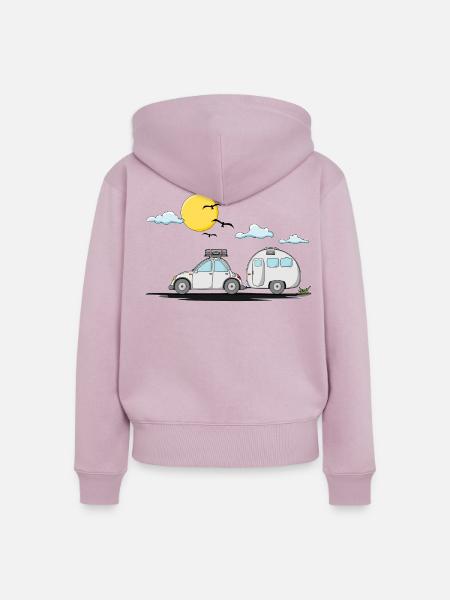 Wohnwagen Auto mit Anhänger - Frauen Premium Bio Zip Hoodie - Altrosa