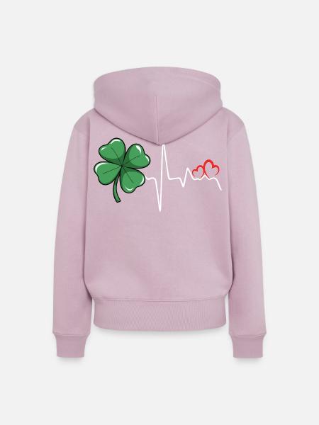 Kleeherz Rhythmus - Frauen Premium Bio Zip Hoodie - Altrosa
