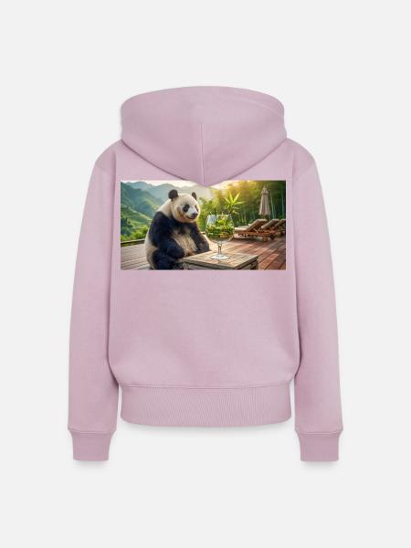 Panda findet sein perfektes Weihnachtsgetränk - Frauen Premium Bio Zip Hoodie - Altrosa