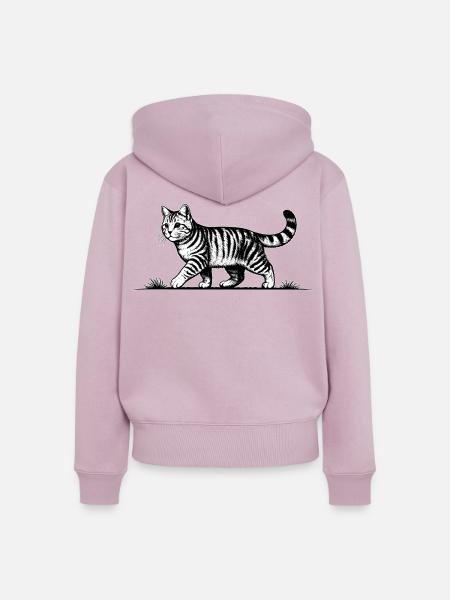 Katze Laufende Katze - Frauen Premium Bio Zip Hoodie - Altrosa